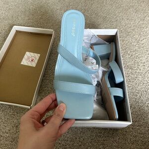 NWT light blue block heel sandals